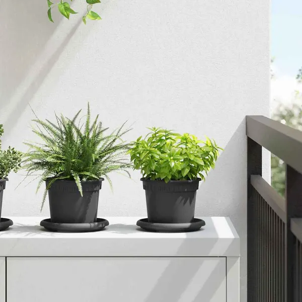 Vaso Redondo para Flores 6 pcs Preto Ø 12,5 x 10 cm Plástico