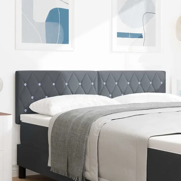 Cabeceira Cinza Escuro 144 cm Veludo