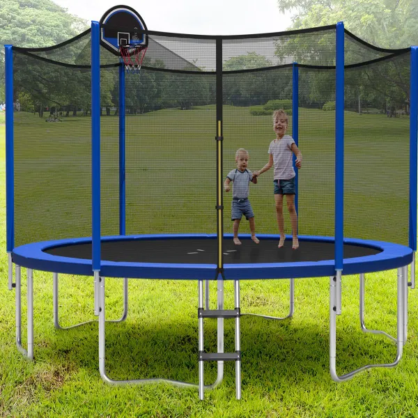 Trampoline Extérieur 180 kg 72 Ressorts Filet Sécurité Tapis