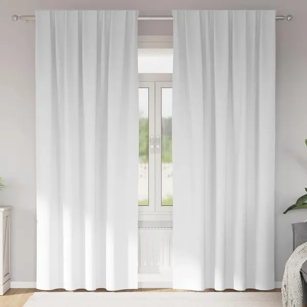 Cortinas Blackout com Argolas 2 pcs Branco Puro 225 x 140 cm