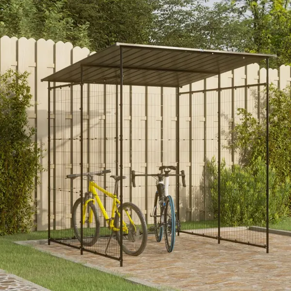 Abrigo para bicicletas 190x190x222 cm aço preto