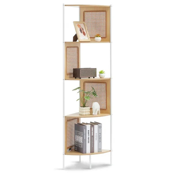 Estante canto 5 andares vime estrutura metal natural 50cm