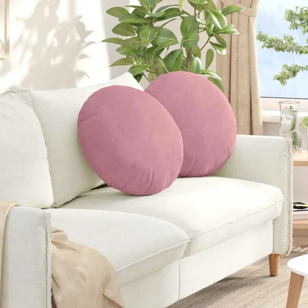 Almofadas de Assento 2 pcs Rosa Ø50 x 19 cm Veludo