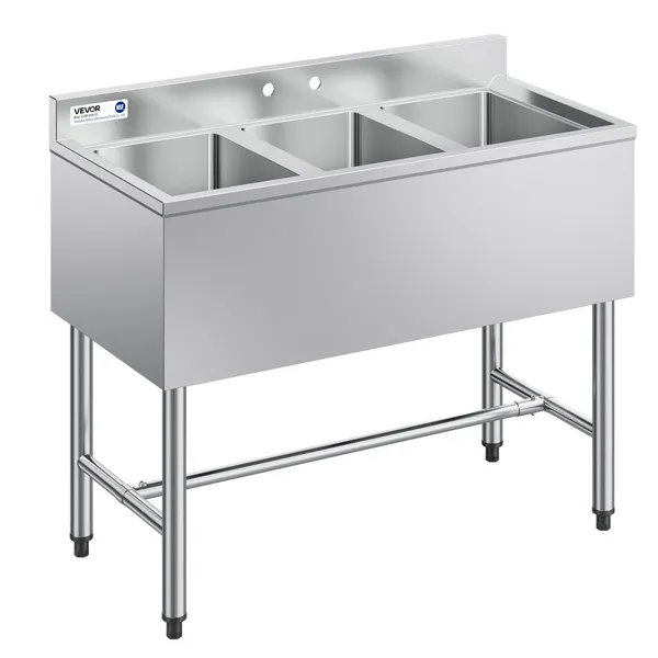 Lavatório 3 cubas 304 inox 254x356x254mm