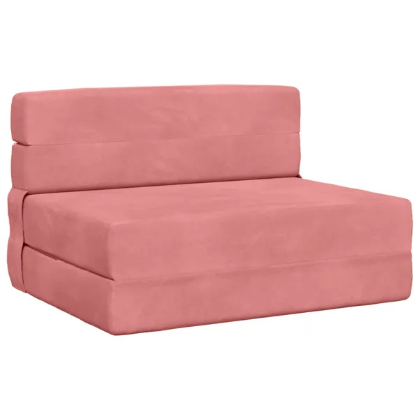 Sofá-Cama Dobrável Rosa 190 x 70 x 15 cm Veludo