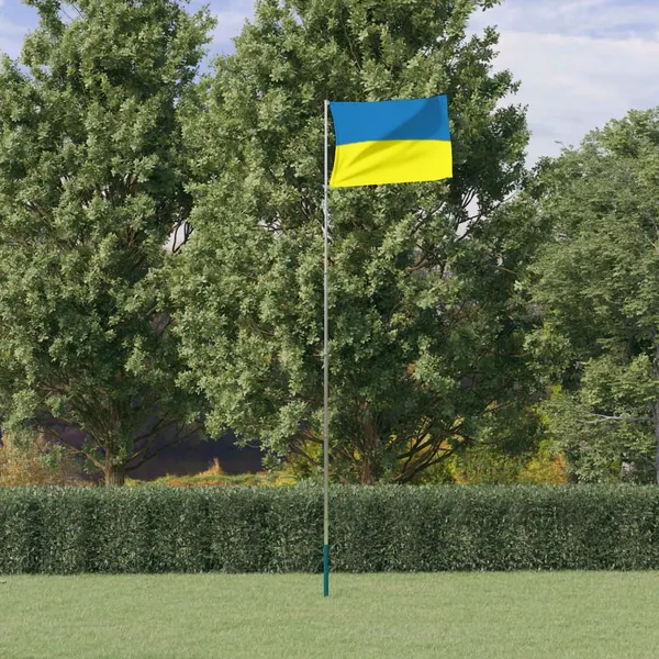 Bandeira da Ucrânia e mastro 5,55 m alumínio