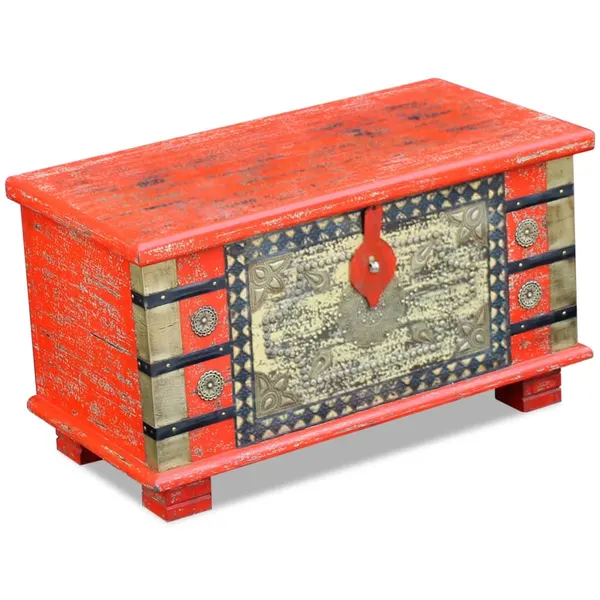 Arca arrumos madeira de mangueira 80x40x45 cm vermelho