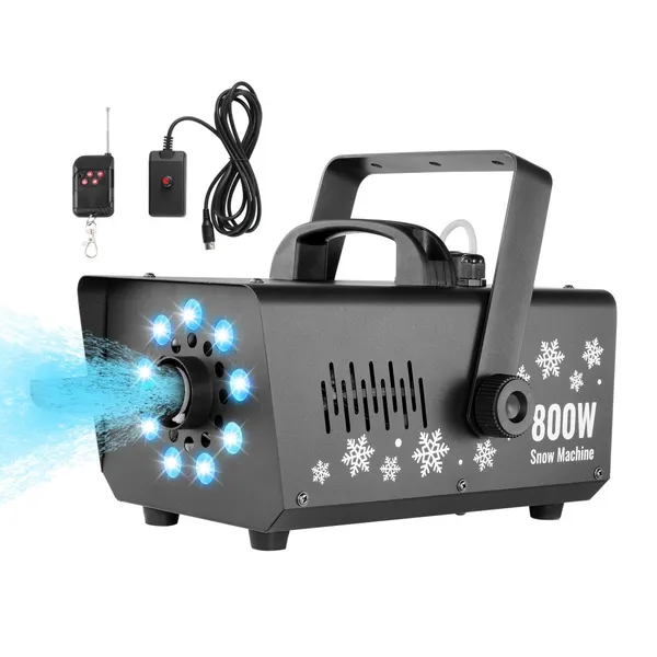 Máquina neve 800W, LED, 1L tanque, comando remoto