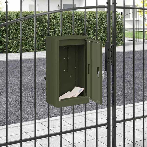 caixa de correio com porta Verde-oliva 30 x 20 x 55 cm Aço