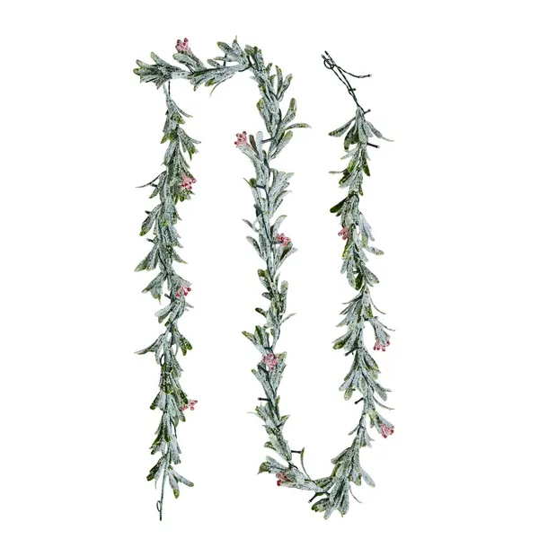 Festão natal 2750mm folhas oliveira frutos com luz