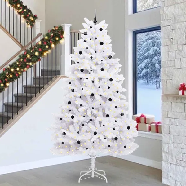 Árvore de Natal Articulada Artificial Branco 300 cm PVC e Aço