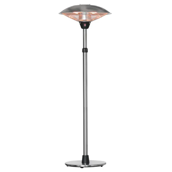 Aquecedor de jardín eléctrico 3000W Aquecedor infrarrojo con 3 Niveles de Calefacción Altura ajustable Protección IP44 para Terraço Pátio Ø58,5x160-200cm Plata