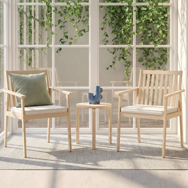 2 Chaises de Jardin Bois Acacia Extérieur Coussin Amovible Accoudoirs 180kg
