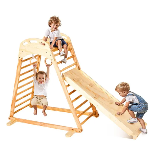Playground interior 4 em 1, madeira, 100 kg carga