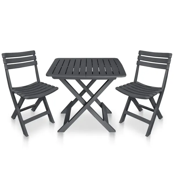 Conjunto bistrô dobrável 3 pcs plástico antracite