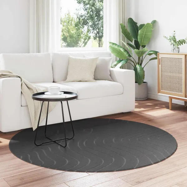 Tapetes de área Redondo PALMERAS Antracite Ø 200 CM Poliéster