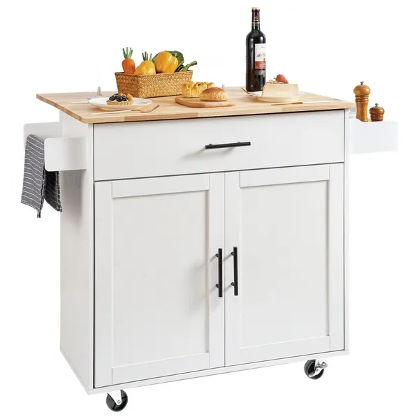 Carrinho ilha cozinha 90cm madeira maciça gaveta prateleiras móvel