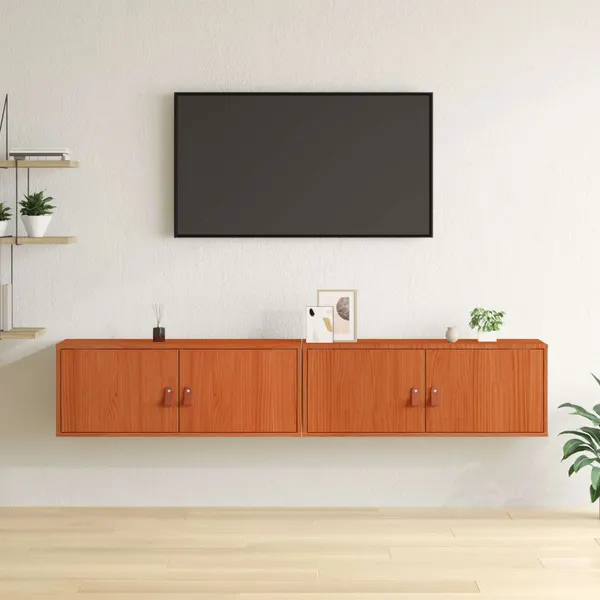 Armário de Parede com porta 2 pcs Marrom Cera 80 x 30 x 30 cm