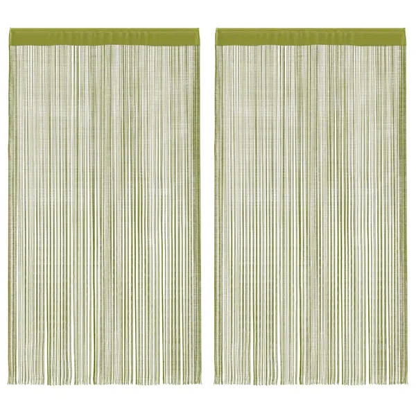 Cortinas de fios 2 pcs 100x250 cm verde