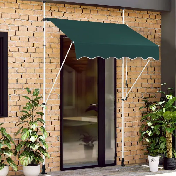 Tenda Retrattile Telescopica 150/250 cm Resistente UV Impermeabile Manovella Altezza Regolabile