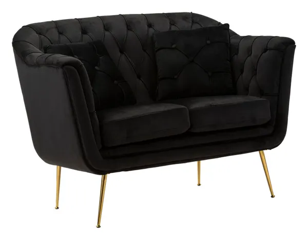 Divaneta Budapest Preta com Almofadas 130x83x91 cm