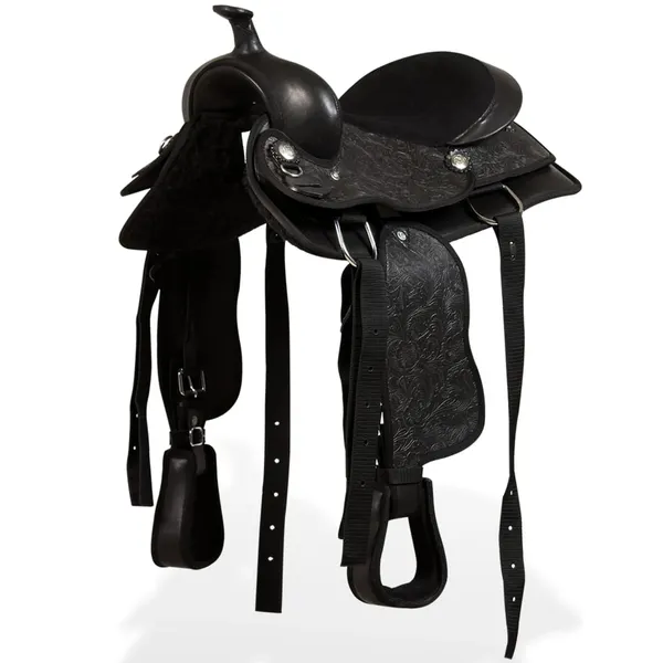 Sela western, cabresto e peitoral em couro genuíno 13" preto