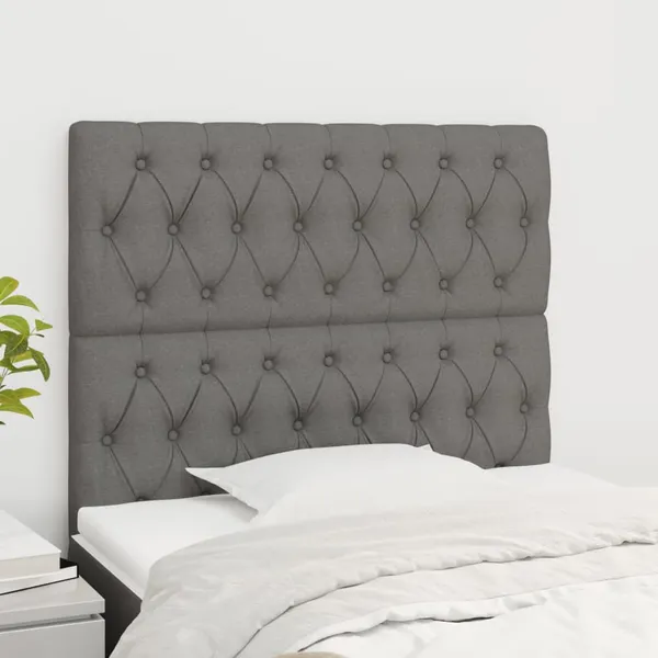 Cabeceira Cinza Escuro 90x7x118/128 cm Tecido