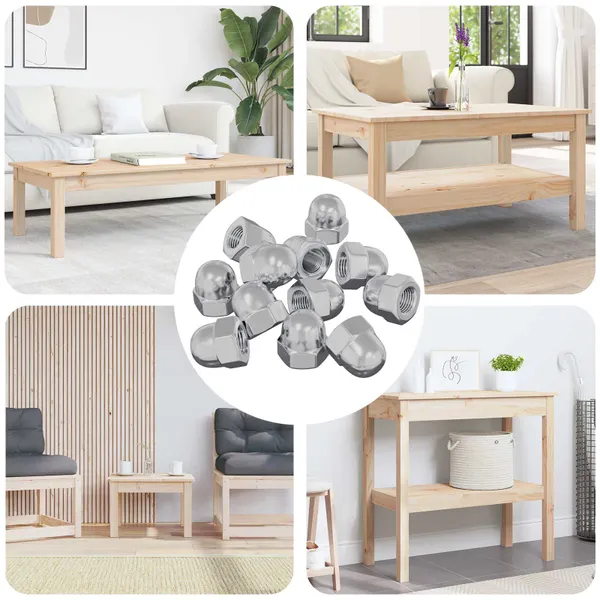 Nozes Hexagonais de Cúpula 3913 pcs Prateado Metal