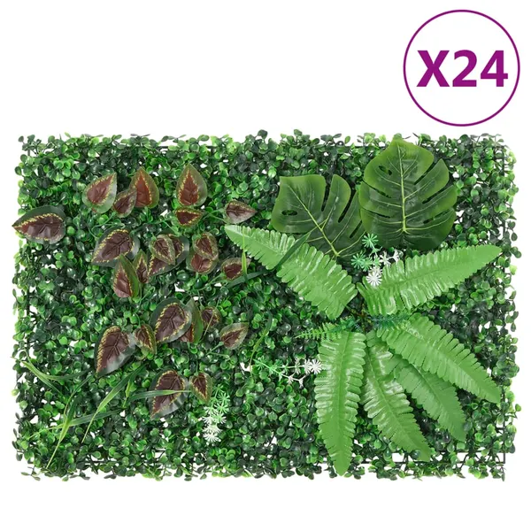  Vedação de plantas artificiais 24 pcs 40x60 cm verde