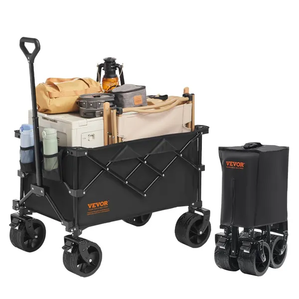 Carrinho dobrável 220 L, rodas todo-terreno, 330 lbs