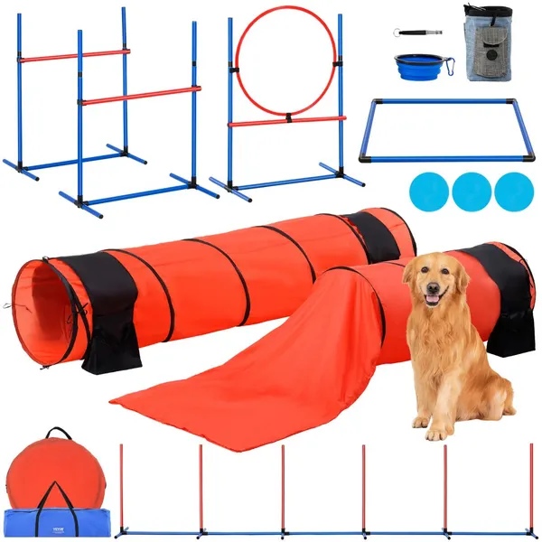 Equipamento Treino Cão 7 Peças Obstáculos Ajustável