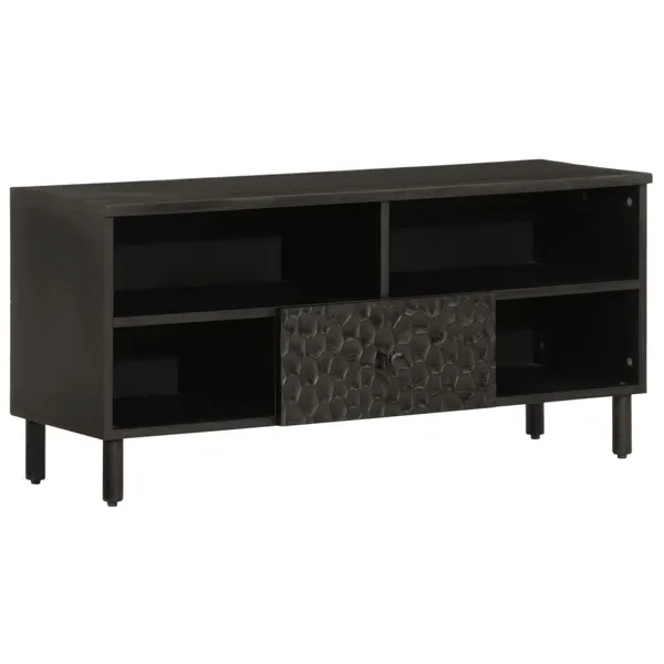 Móvel de TV 100x33x46 cm madeira de mangueira maciça preto