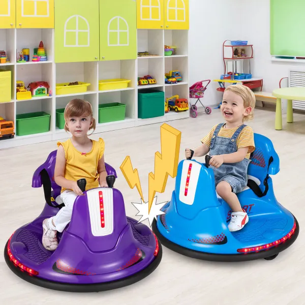 Voiture Électrique de Choc 6V pour Enfants Manette Double et Télécommande Rotation 360°