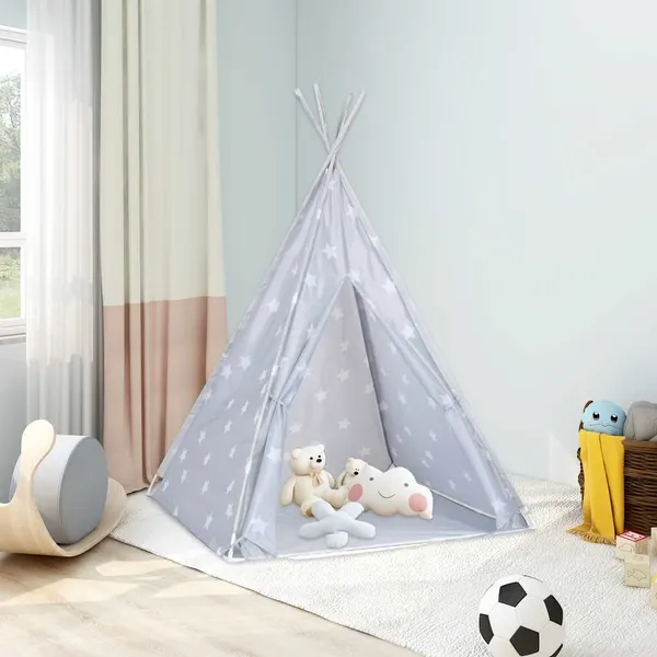 Tenda teepee infantil c/ saco de poliéster 115x115x160 cm cinza