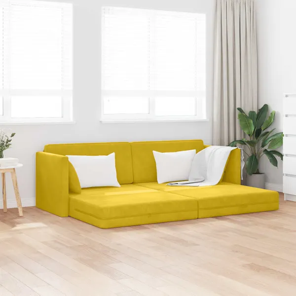 Sofá-cama de chão Amarelo 213 x 70 x 77 cm Veludo