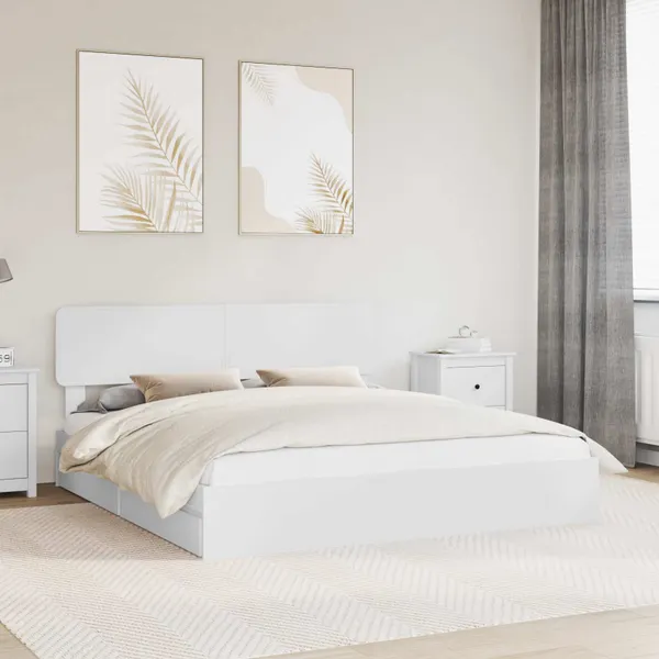 Cama com Armazenamento Branco 180 x 200 cm Madeira processada