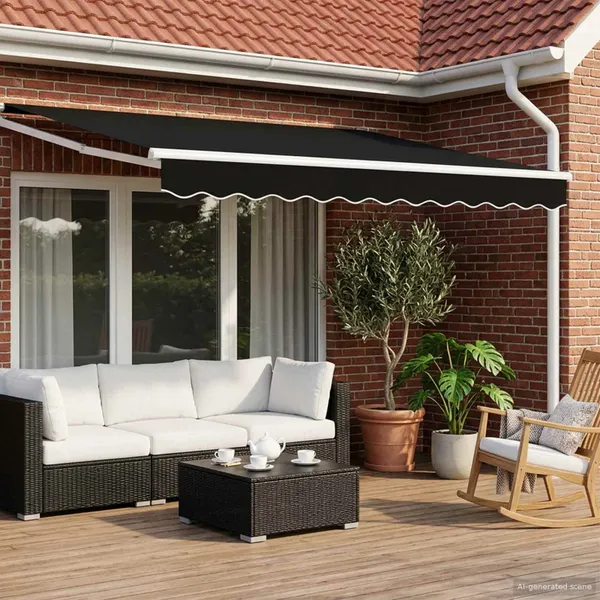 Toldo Retrátil Elétrico Preto e Branco 3 x 2,5 m