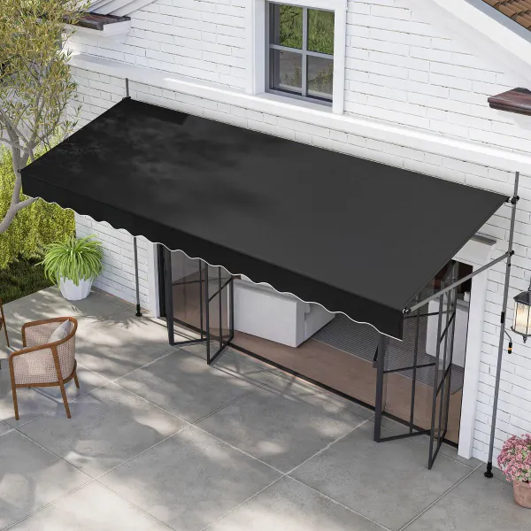 Toldo Retráctil Manual 2/2,5/4 m x 3 m Altura Ajustável Sem Perfuração