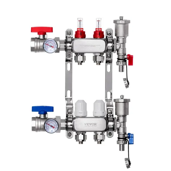 Colector radiante 2 ramos, tubo PEX 1/2", aço inox aquecimento