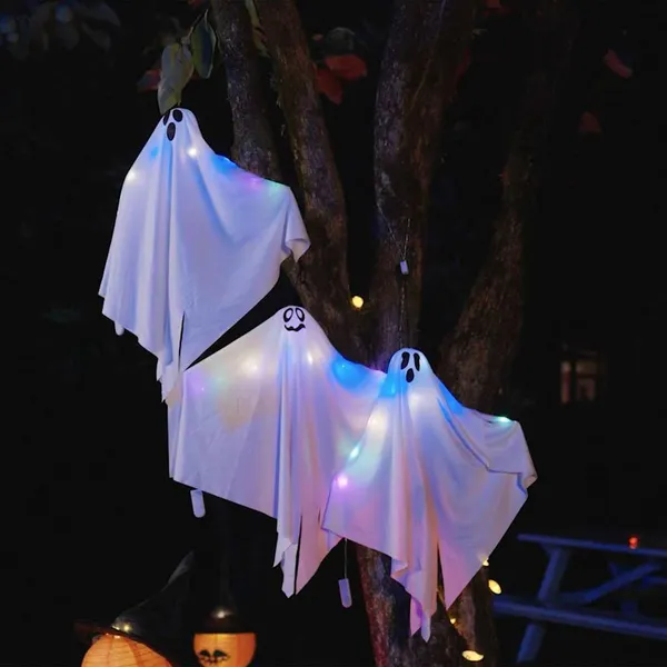 Fantasma de Halloween Pendente 3 pcs Branco 52 x 62 cm
