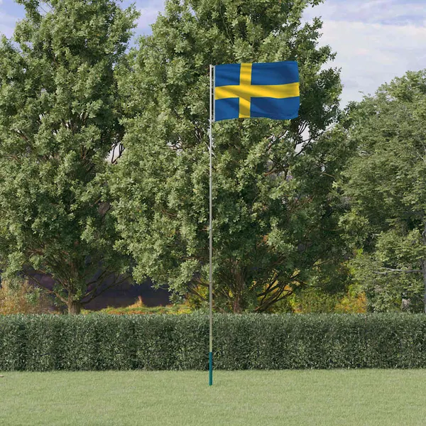 Bandeira da Suécia e mastro 5,5 m alumínio