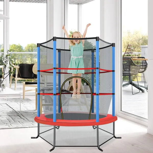 Trampolines pour Enfants 191 cm avec Filet de Sécurité 360° et Coussin Protecteur