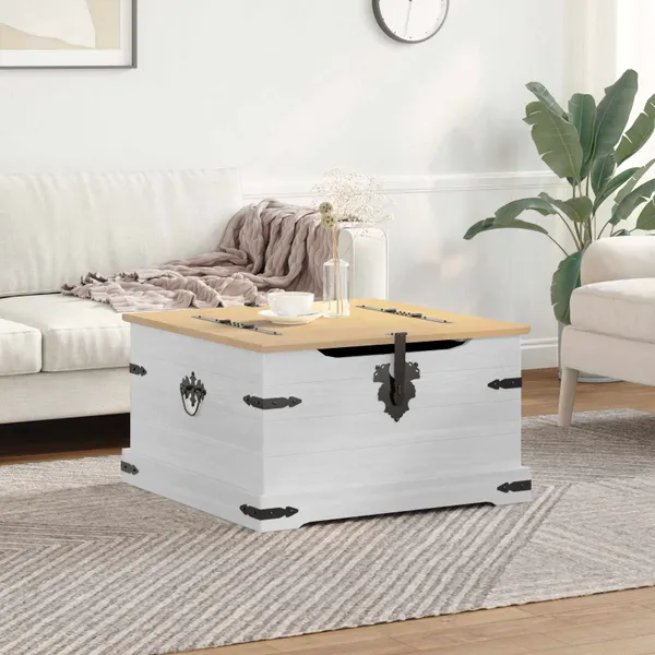 storage box Branco 78 x 78 x 45 cm Madeira de Pinheiro Sólida