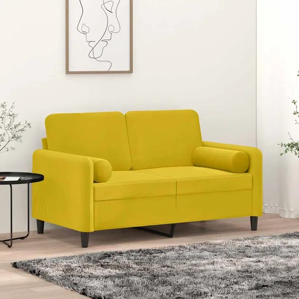 Almofadas decorativas 2 pcs Ø15x50 cm veludo amarelo