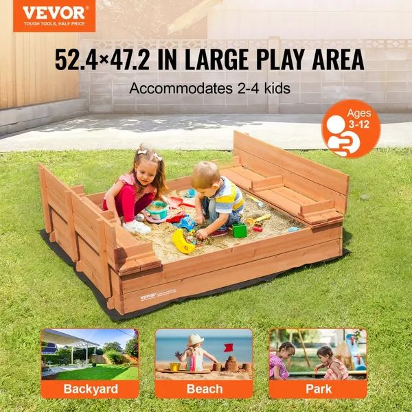Caixa Areia Madeira 52,4 x 47,2 x 16,9 polegadas