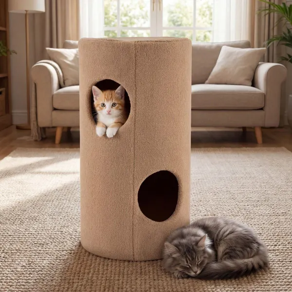 Casa Árvore para Gatos 2 Níveis Forma Urso Almofada Sisal Esconderijo
