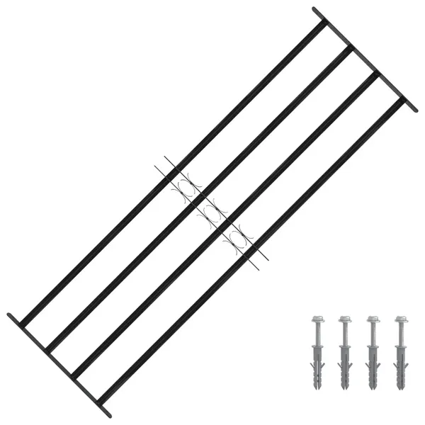 Grelha de Janela 175 x 60 cm Aço revestido a pó Preto
