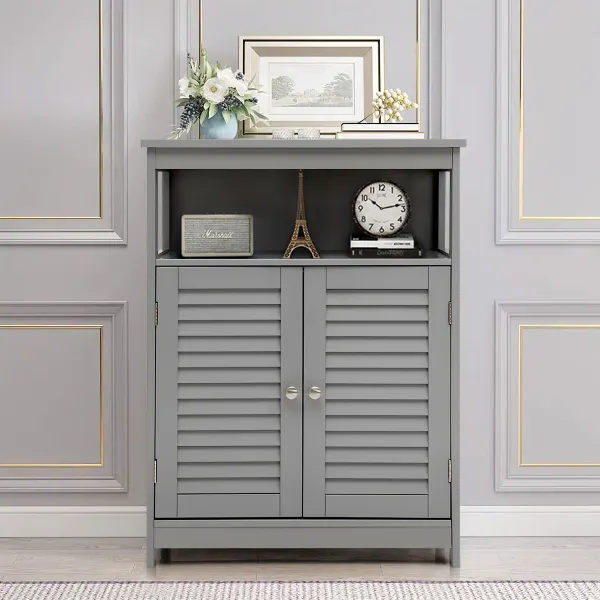 Armoire de Salle de Bain avec Portes à Jalousie et Étagère Réglable 60x30,5x80 cm