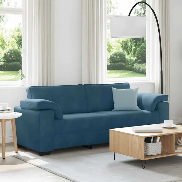 Sofá de 3 lugares 220x77x82 cm veludo azul