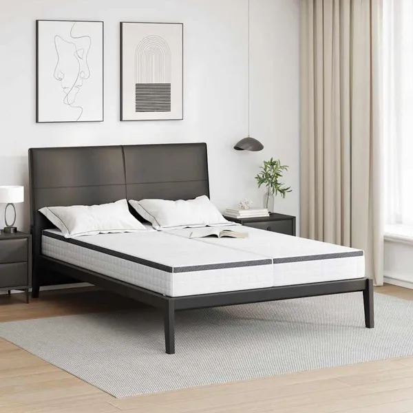 Colchão 2 pcs Branco e Cinza 80 x 200 cm Mola Bonell
